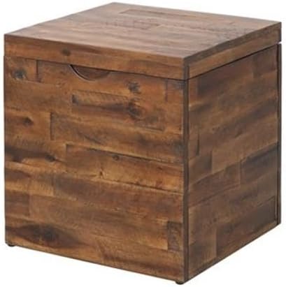 Acacia Wood Metal Hinge‑Top Storage Cube Trunk