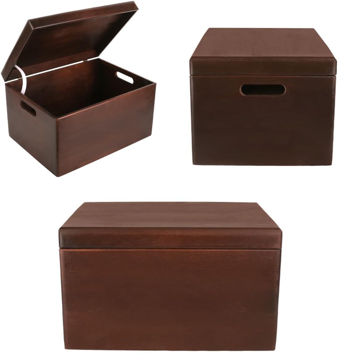 Large Wooden Storage Box With Hinged Lid