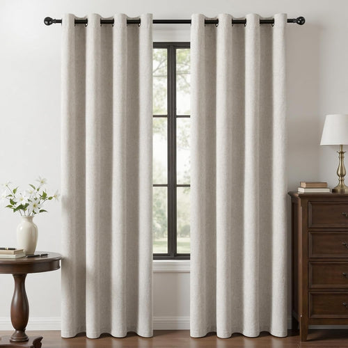 Chenille Bedroom Full Blackout Window Curtain Panels