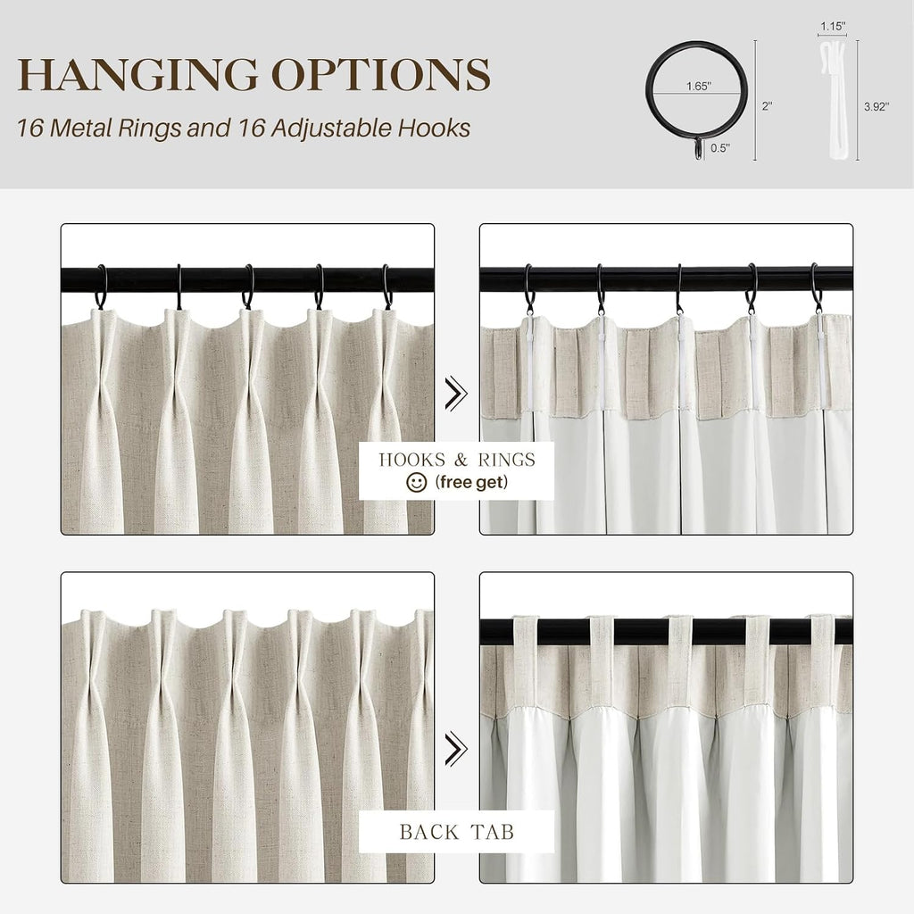 Pinch‑Pleated Linen Blackout Window Curtain Panels