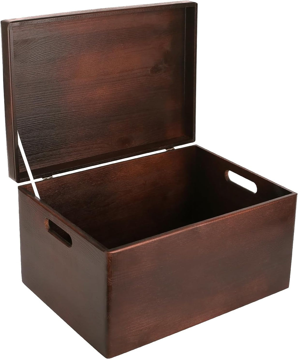 Large Wooden Storage Box With Hinged Lid