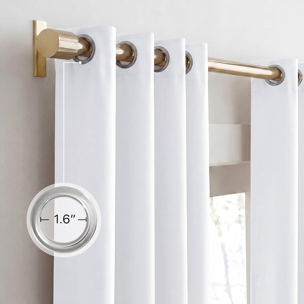 White Bedroom Full Blackout Window Curtain Panels