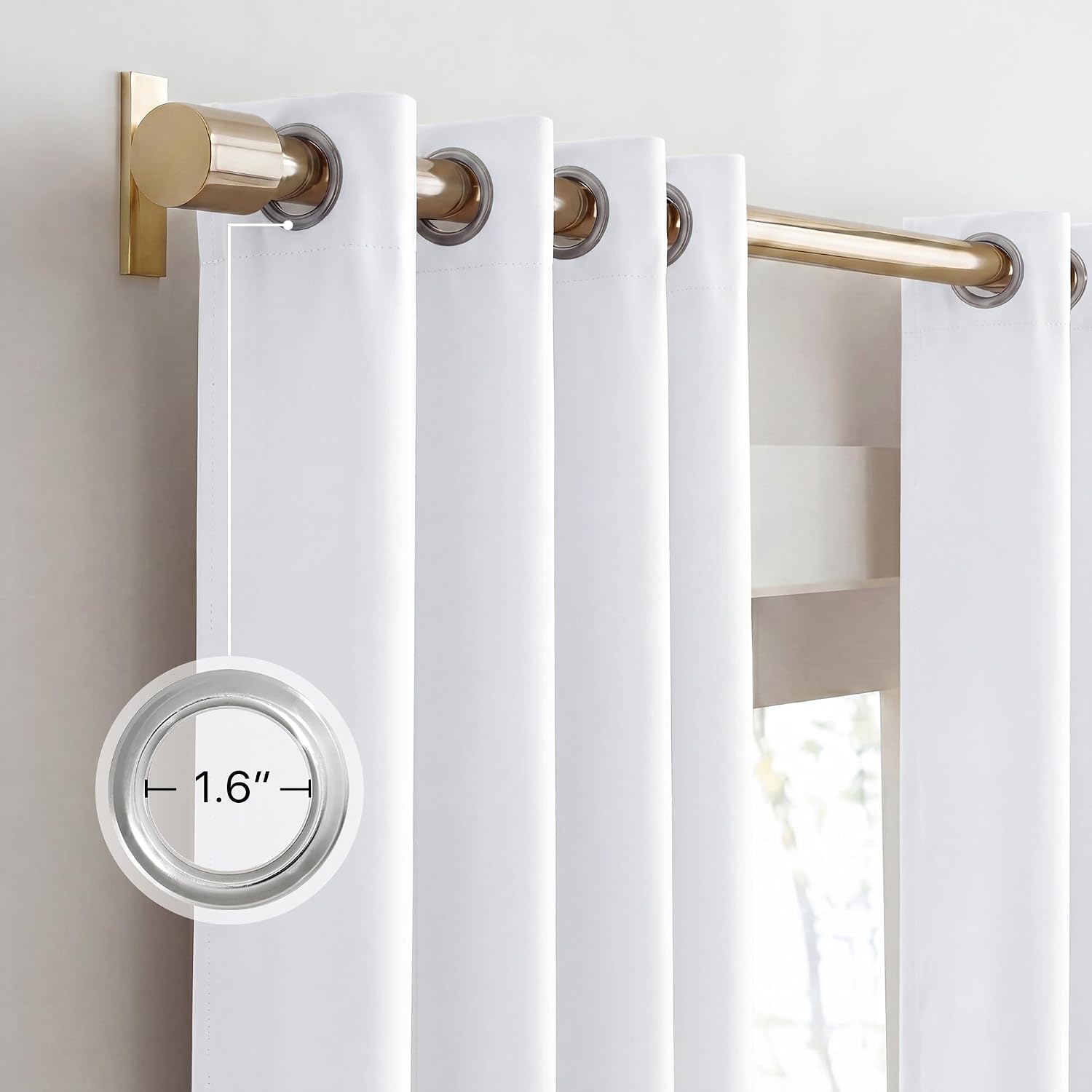 White Bedroom Full Blackout Window Curtain Panels