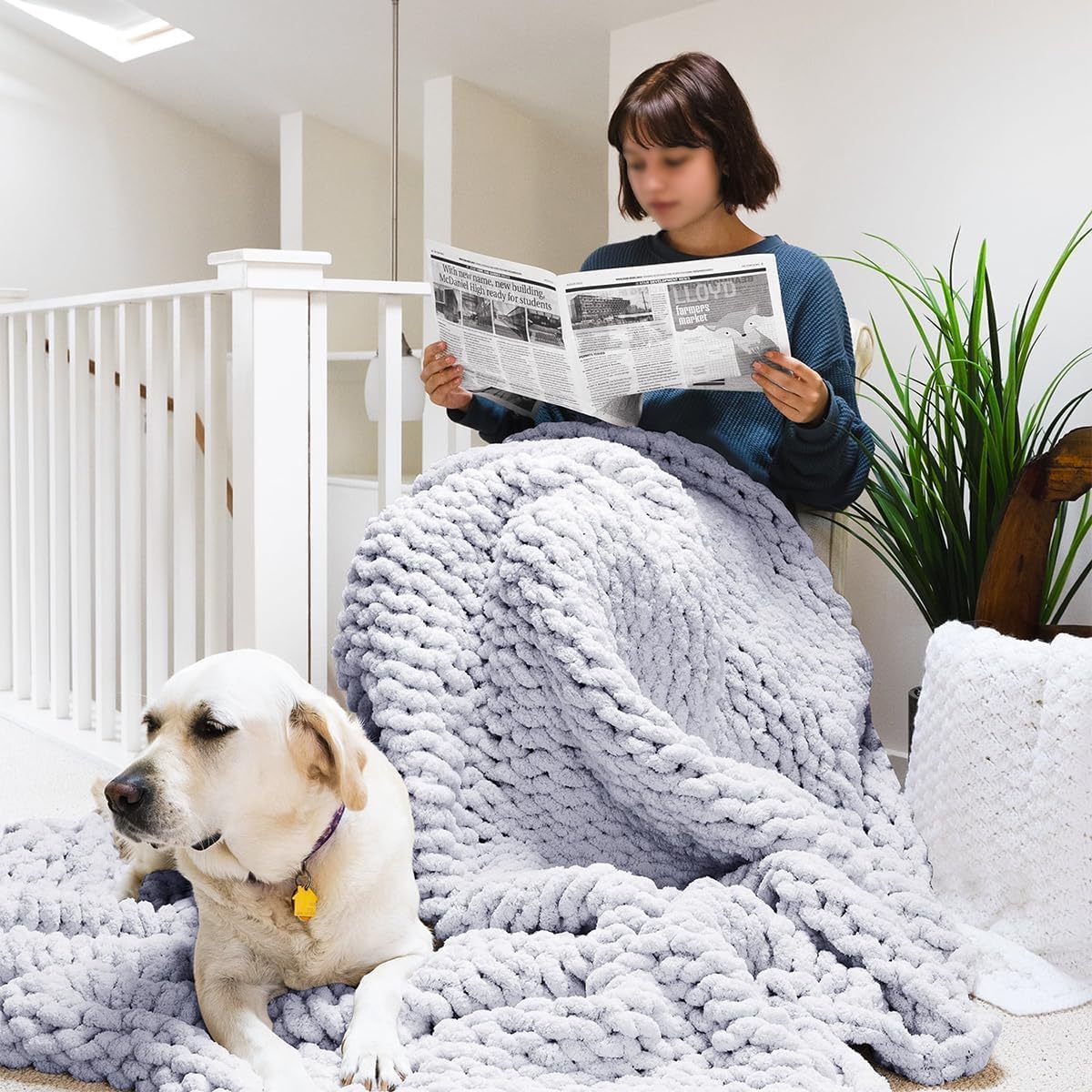 Soft Chunky Knit Chenille Throw Blanket