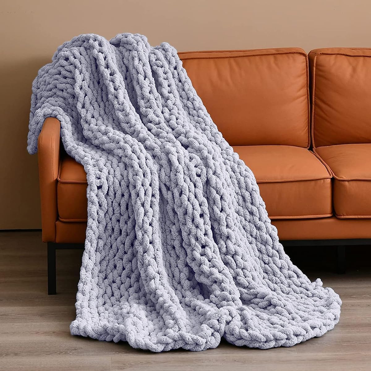 Soft Chunky Knit Chenille Throw Blanket