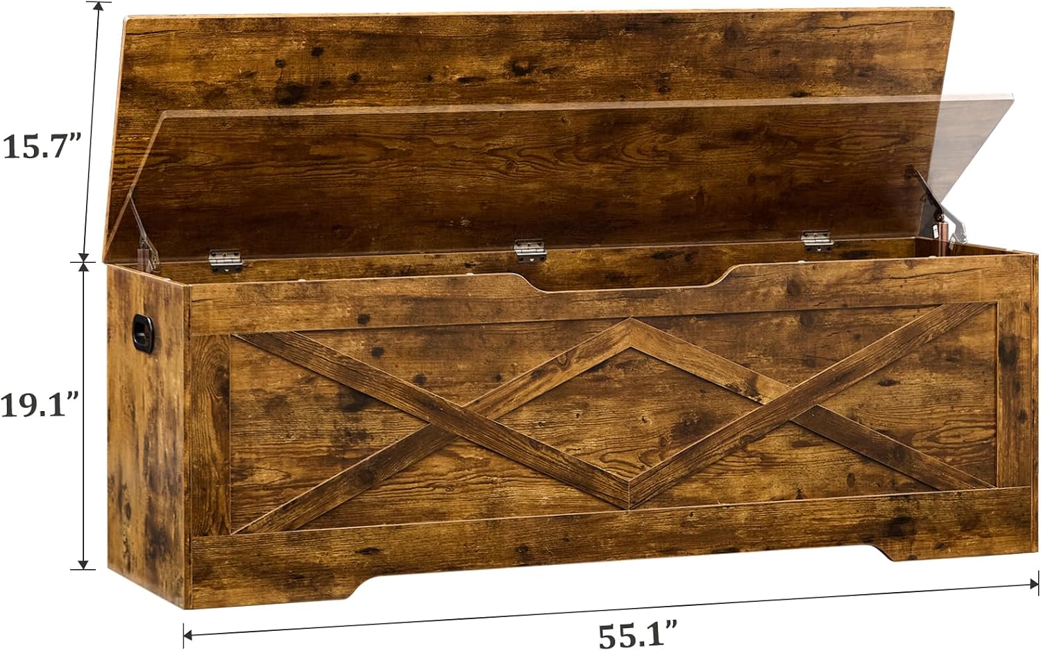 Extra Large Safety‑Hinge Wooden Storage Bench Chest