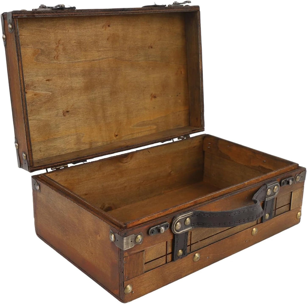 Vintage Wooden Portable Treasure Storage Chest