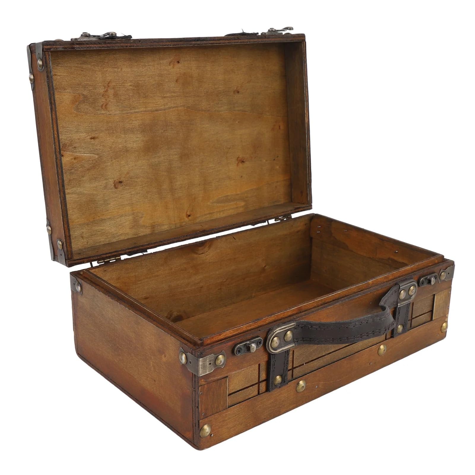 Vintage Wooden Portable Treasure Storage Chest