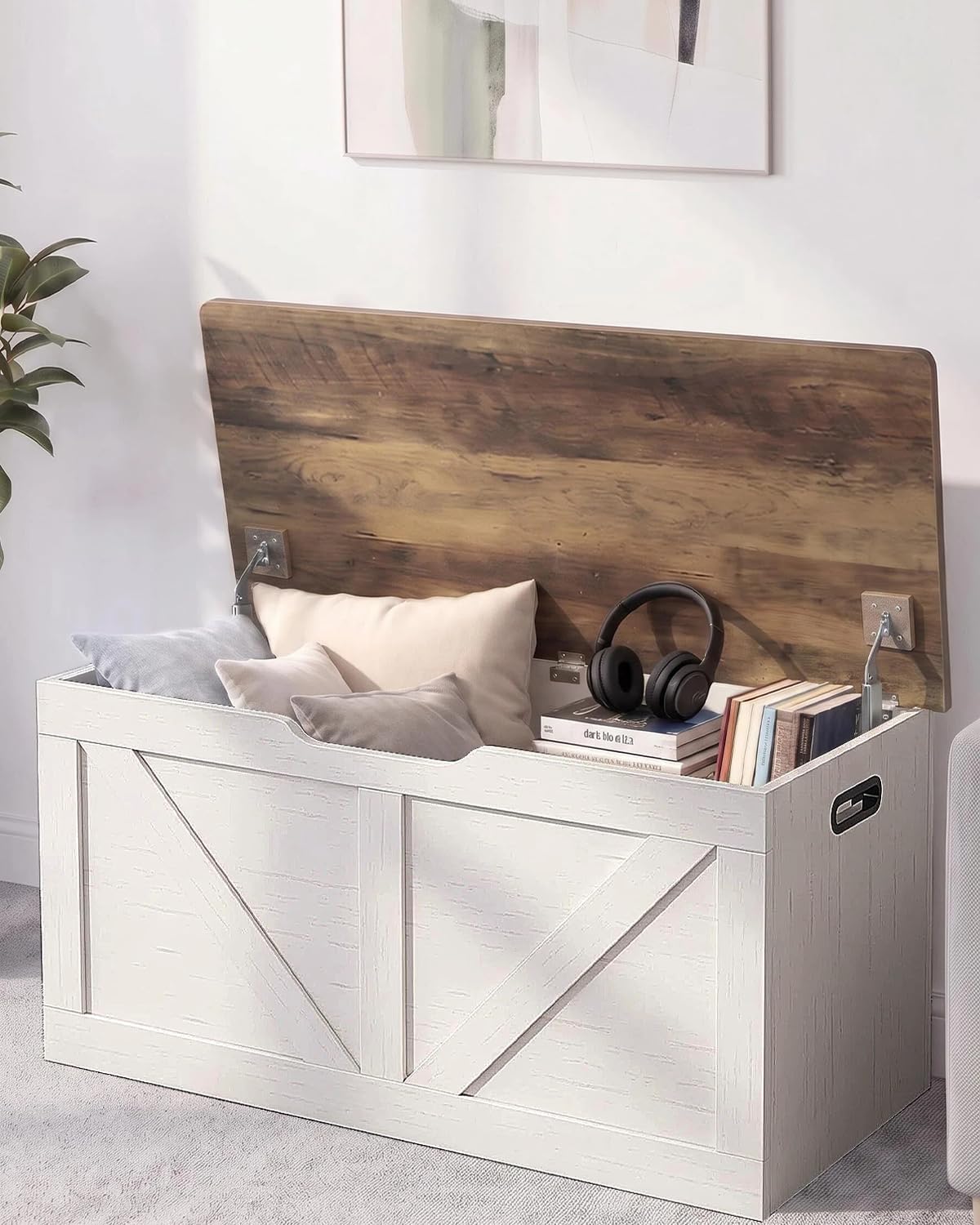 Rustic Wooden Multi‑Purpose Entryway Storage Bench Chest