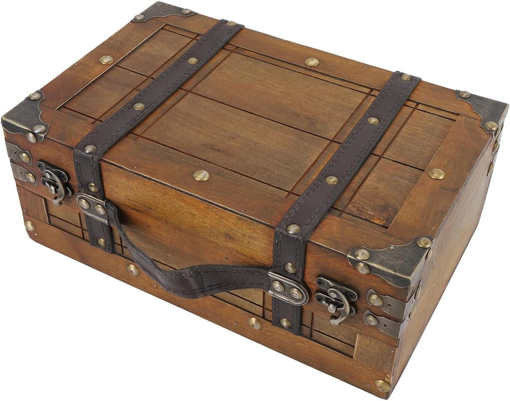 Vintage Wooden Portable Treasure Storage Chest