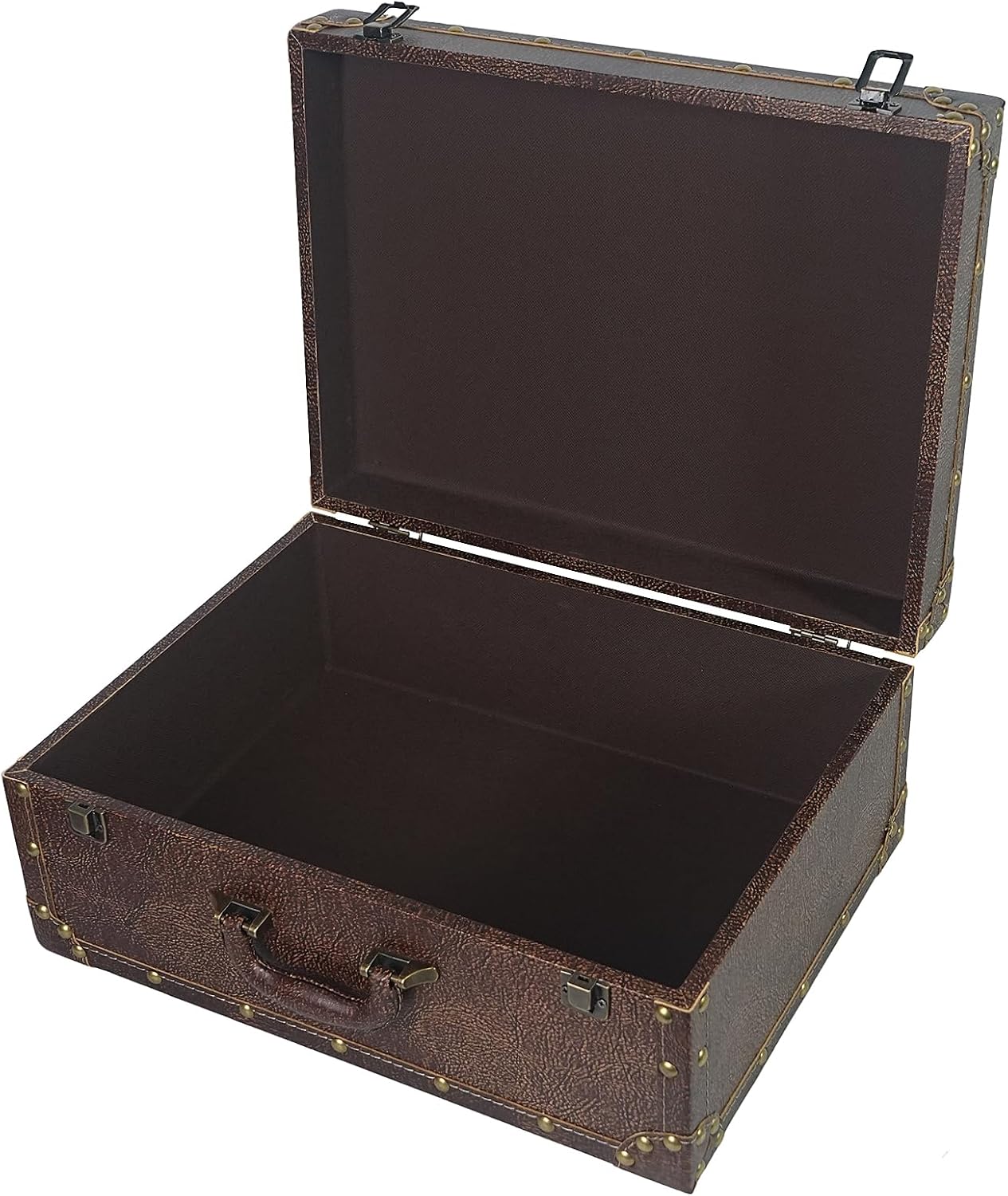 Vintage Wooden Leather Decorative Storage Trunk Box