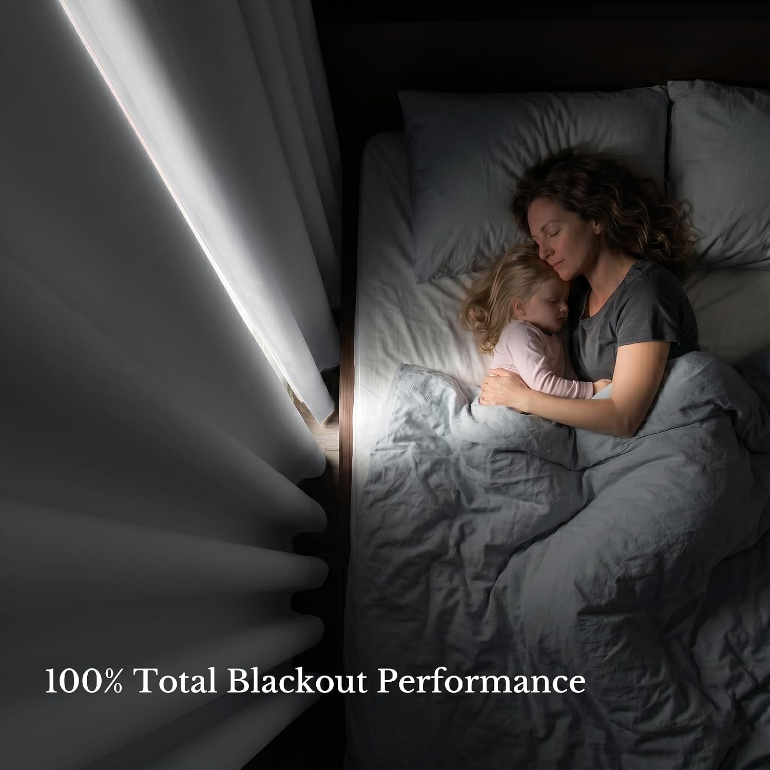 White Bedroom Full Blackout Window Curtain Panels