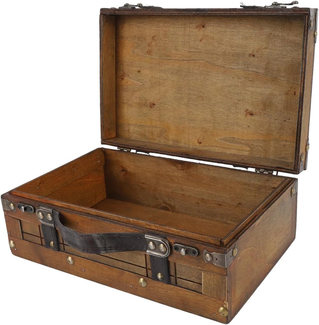 Vintage Wooden Portable Treasure Storage Chest