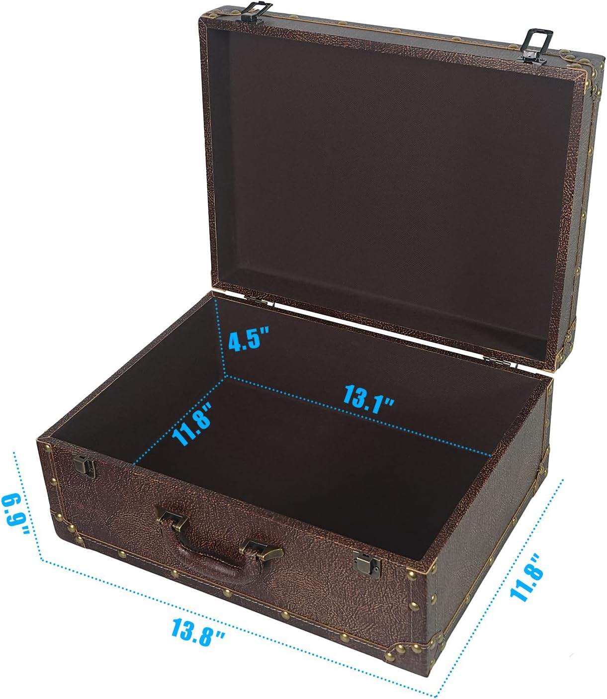 Vintage Wooden Leather Decorative Storage Trunk Box