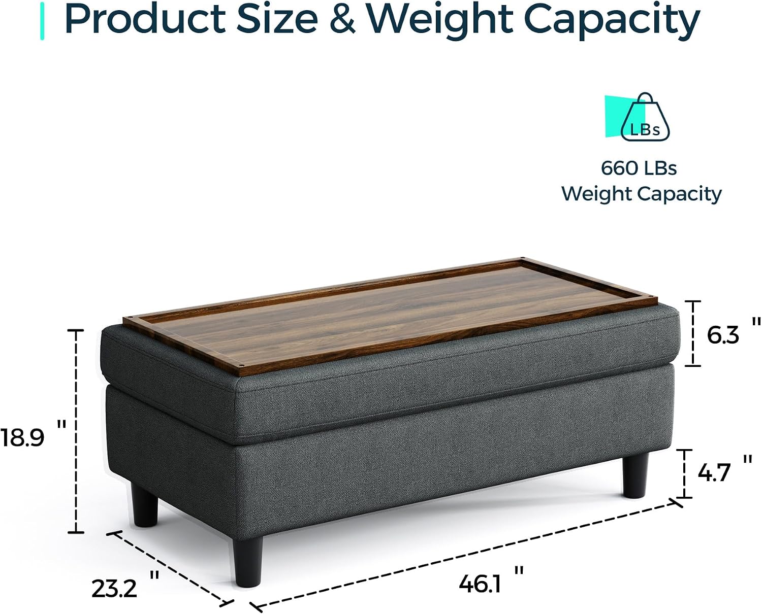 Linen Wide Storage Ottoman Bench Foot Stool