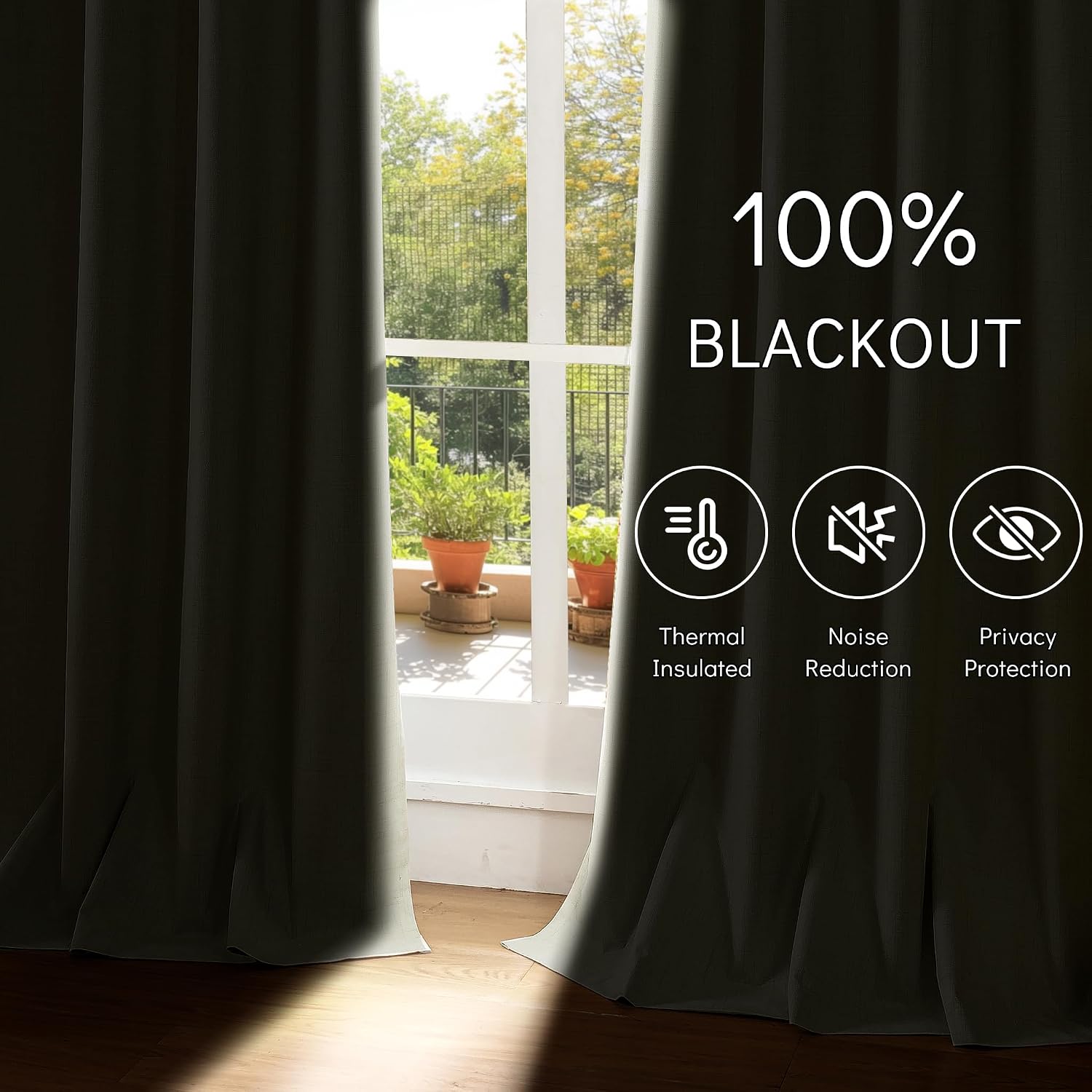 Linen Bedroom Full Blackout Window Curtain Drapes