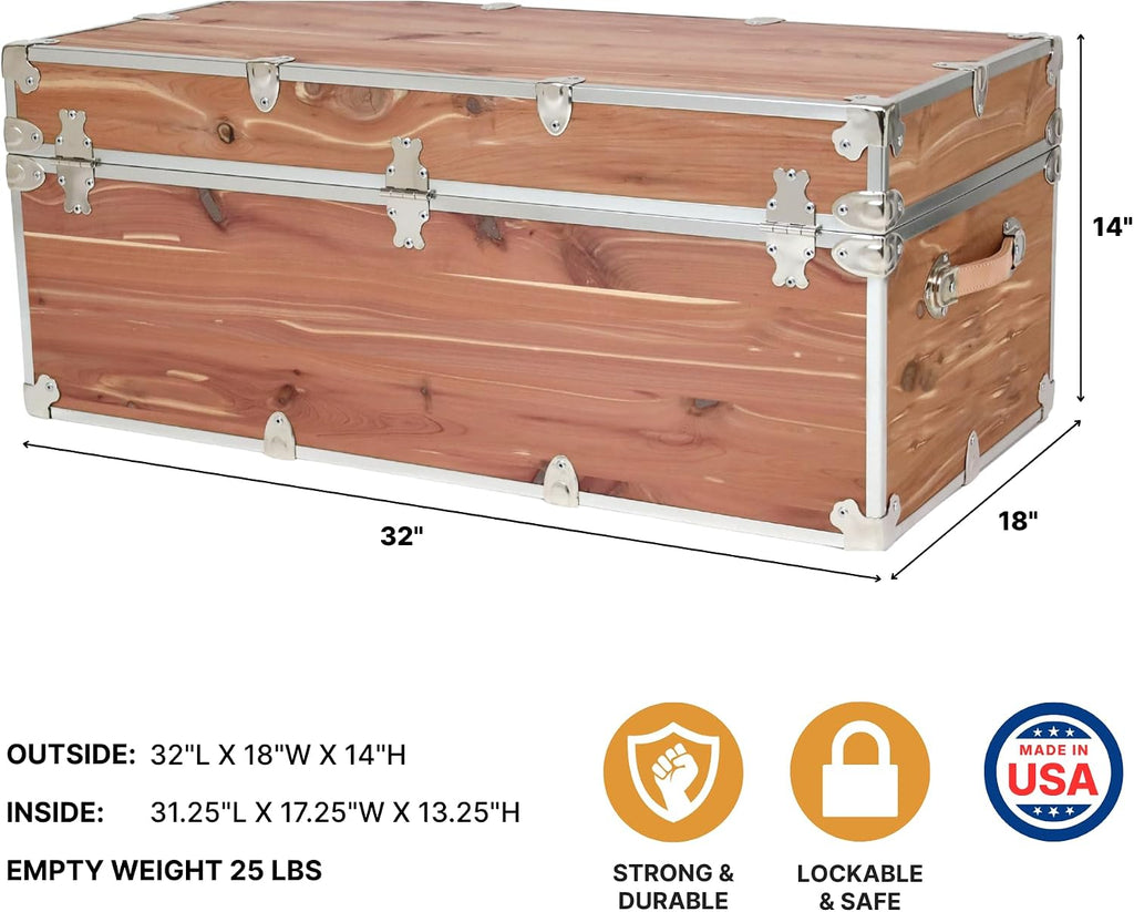 Large Cedar Wood Coffee Table Storage Trunk Bench
