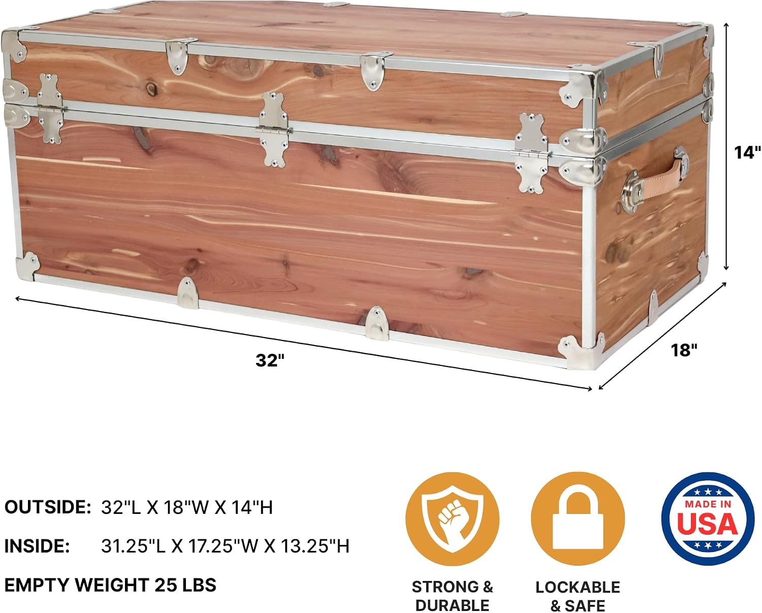 Large Cedar Wood Coffee Table Storage Trunk Bench