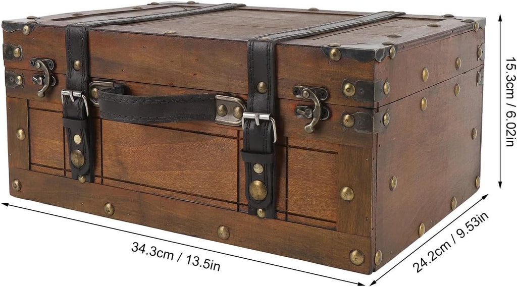Vintage Wooden Portable Treasure Storage Chest