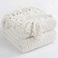 Knitted Couch Throw Blanket With Fringe Tassels