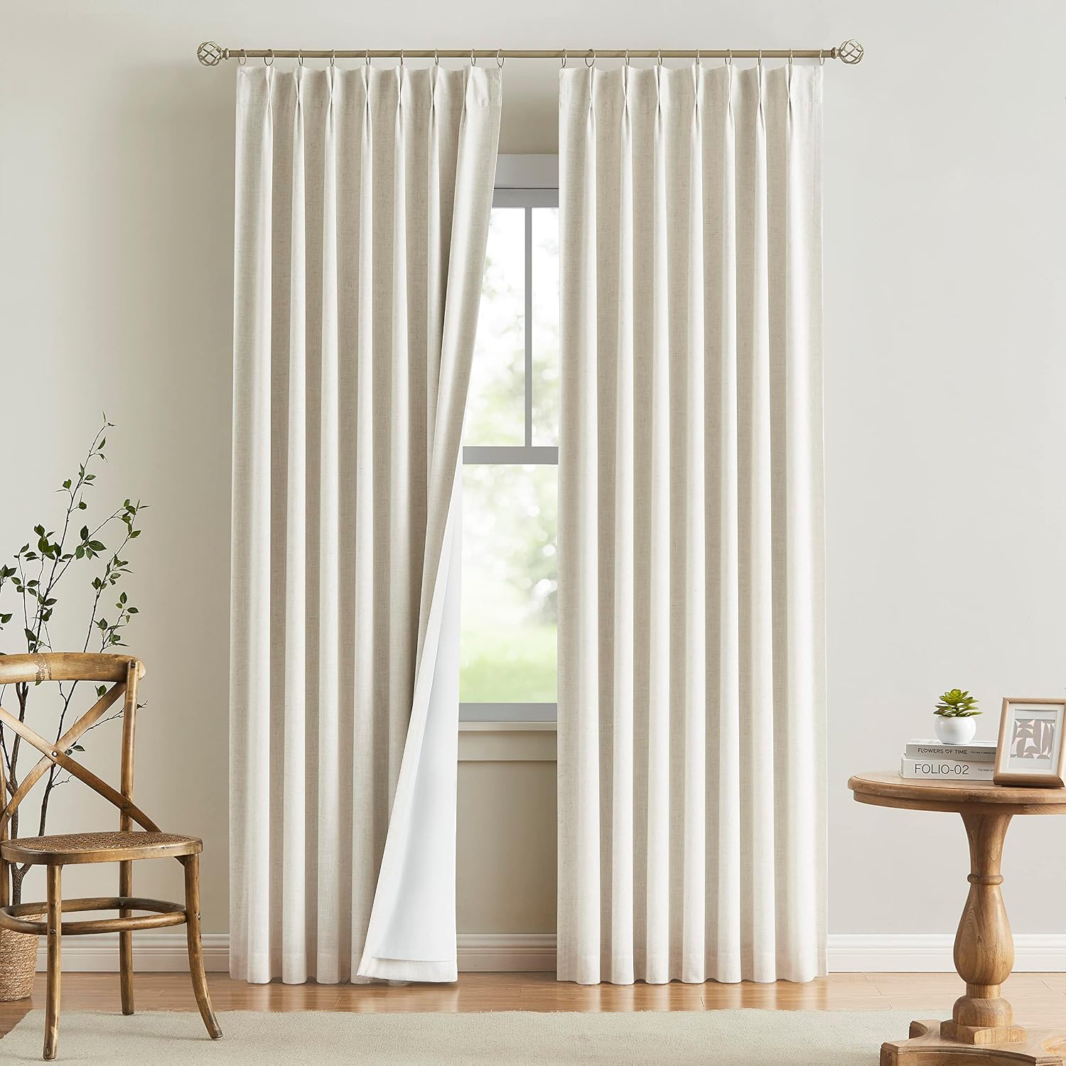 Linen‑Blend Pinch‑Pleated Blackout Window Drapes