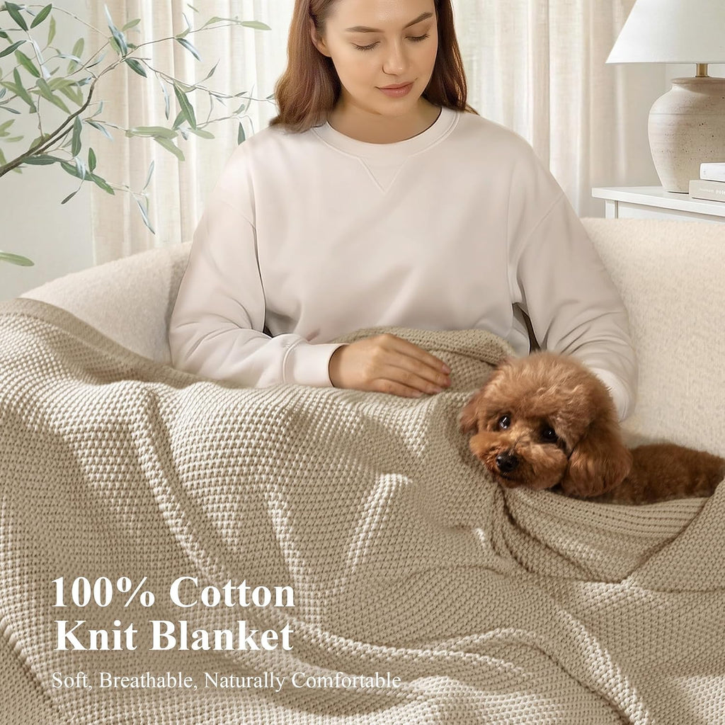 Soft Cotton Cable Knit Throw Blanket