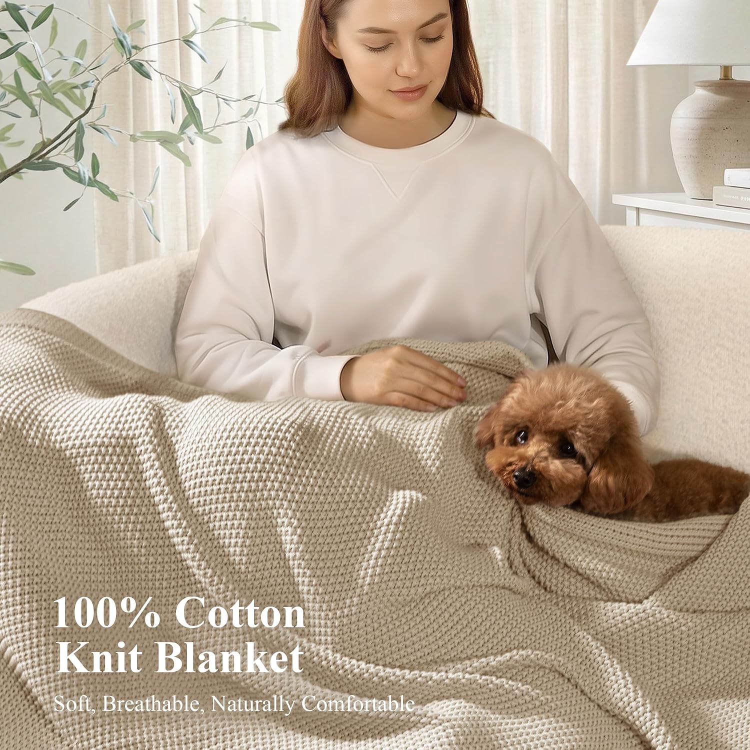 Soft Cotton Cable Knit Throw Blanket