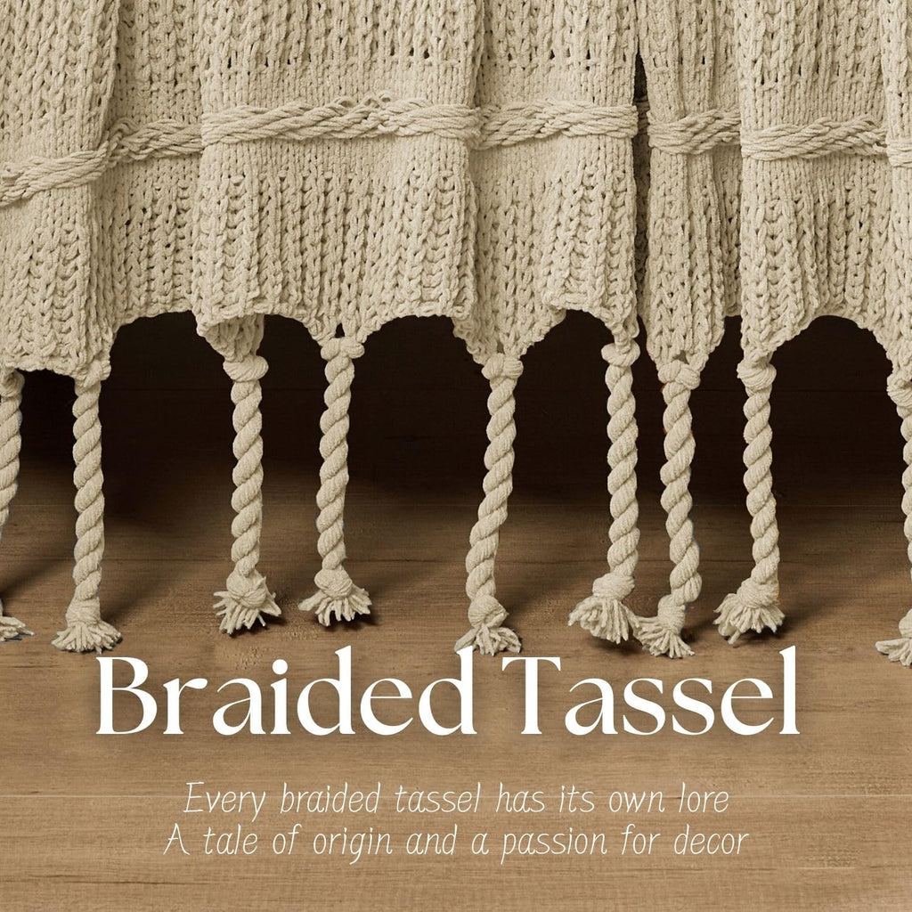 Boho Chenille Throw Blanket With Tassels