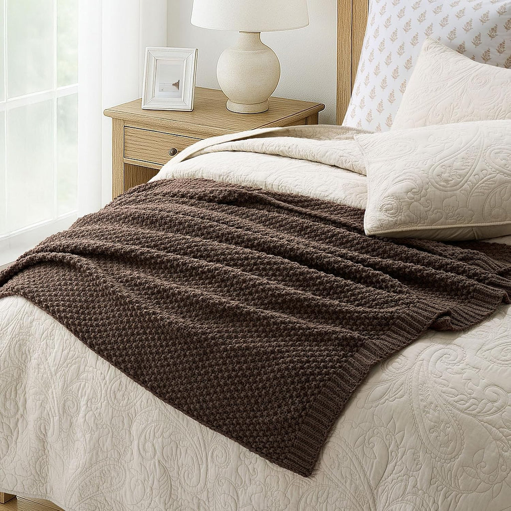 Chunky Chenille Knit Soft Throw Blanket