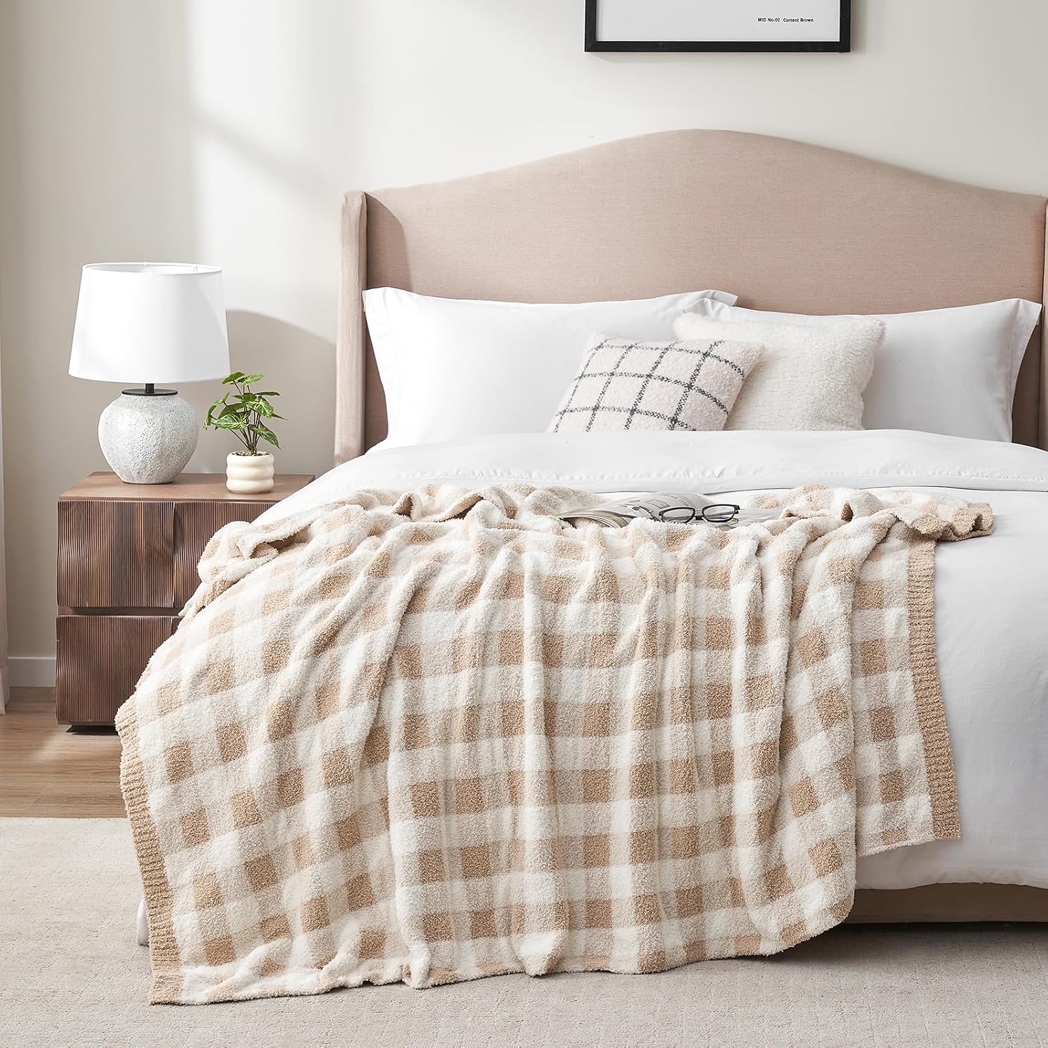 Soft Buffalo Plaid Knit Couch Throw Blanket