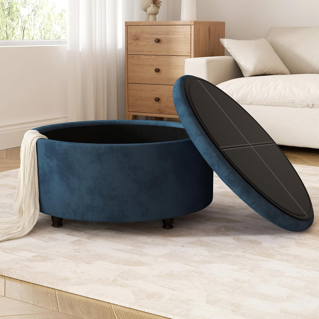 Modern Tufted Round Storage Ottoman Coffee Table