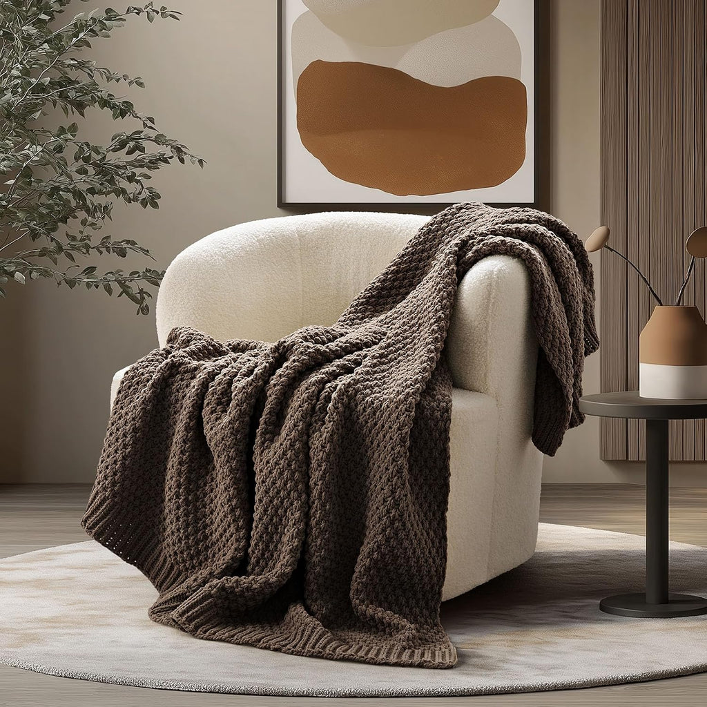 Chunky Chenille Knit Soft Throw Blanket