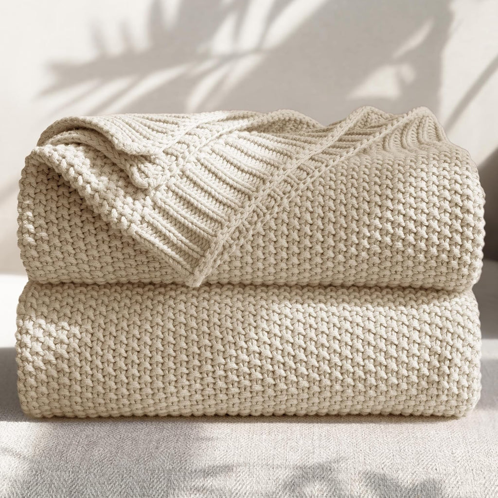 Soft Cotton Cable Knit Throw Blanket