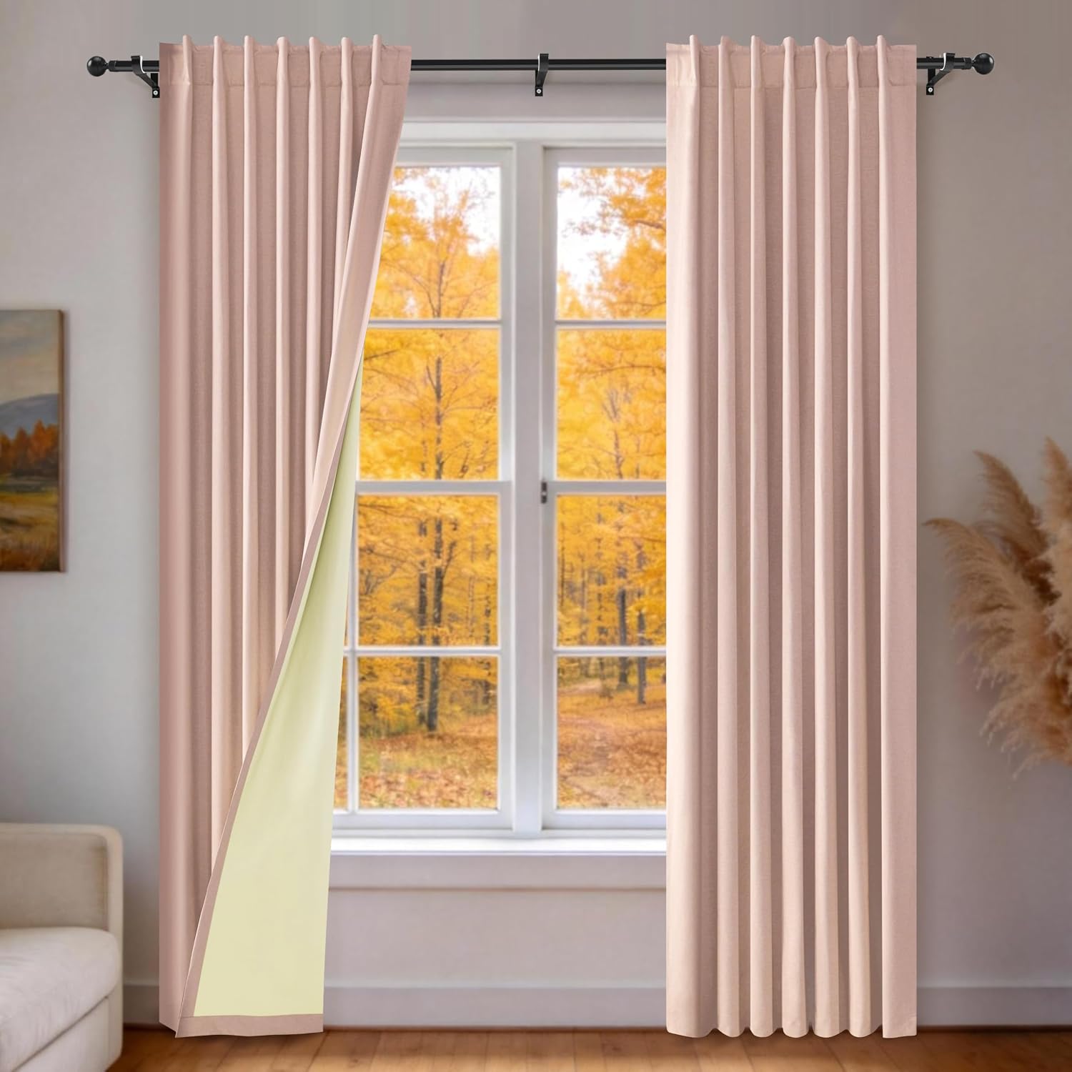 Linen Back‑Tab Full Blackout Window Curtain Panels