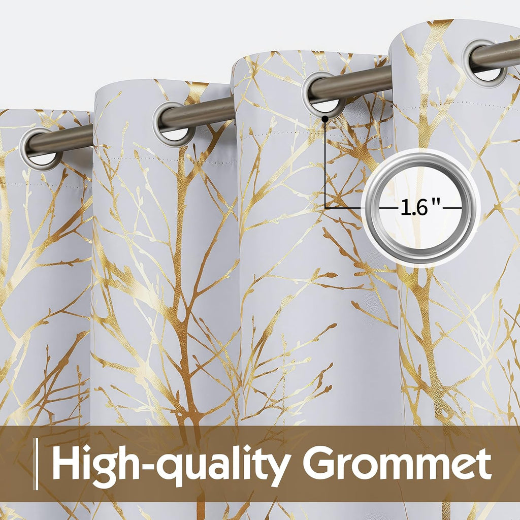 Gold‑Foil Blackout Decorative Window Curtain Panels