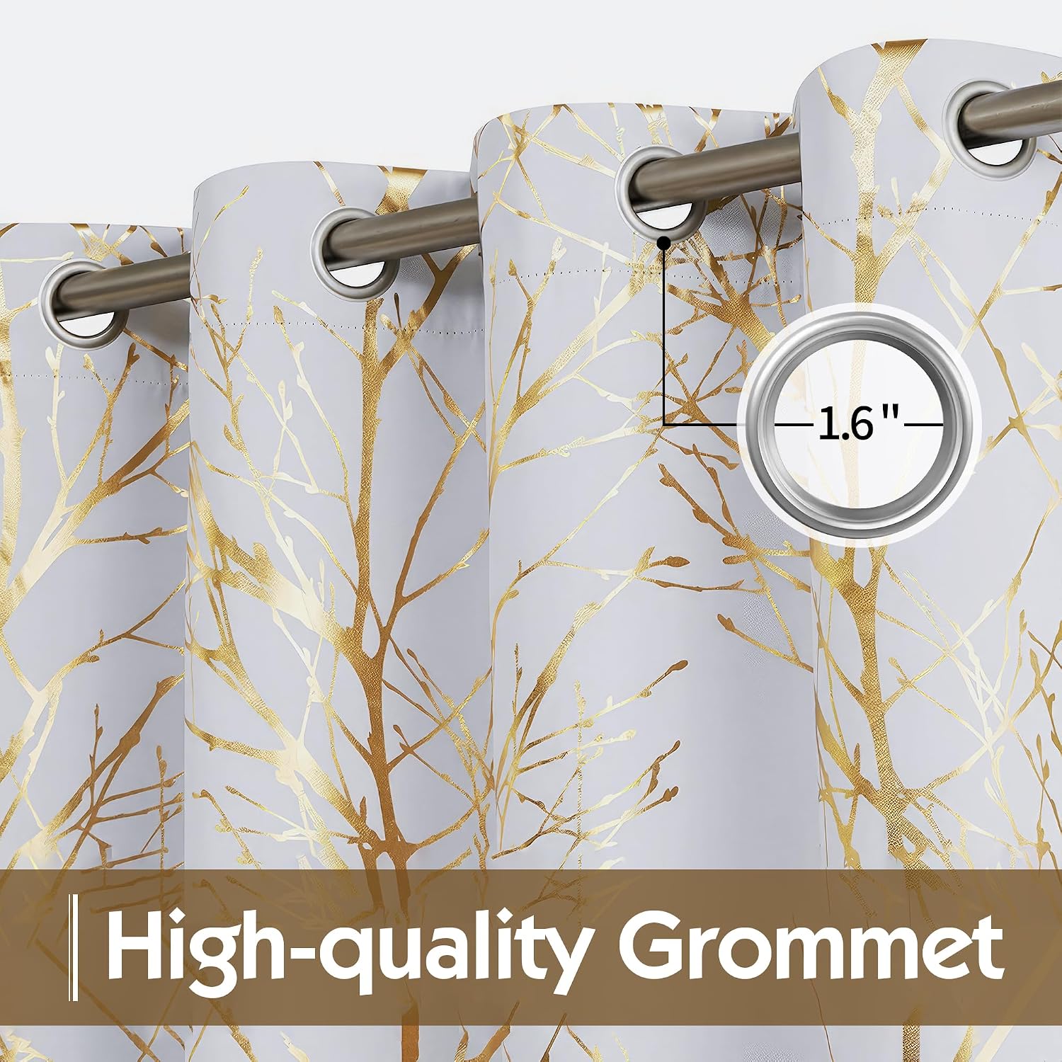 Gold‑Foil Blackout Decorative Window Curtain Panels