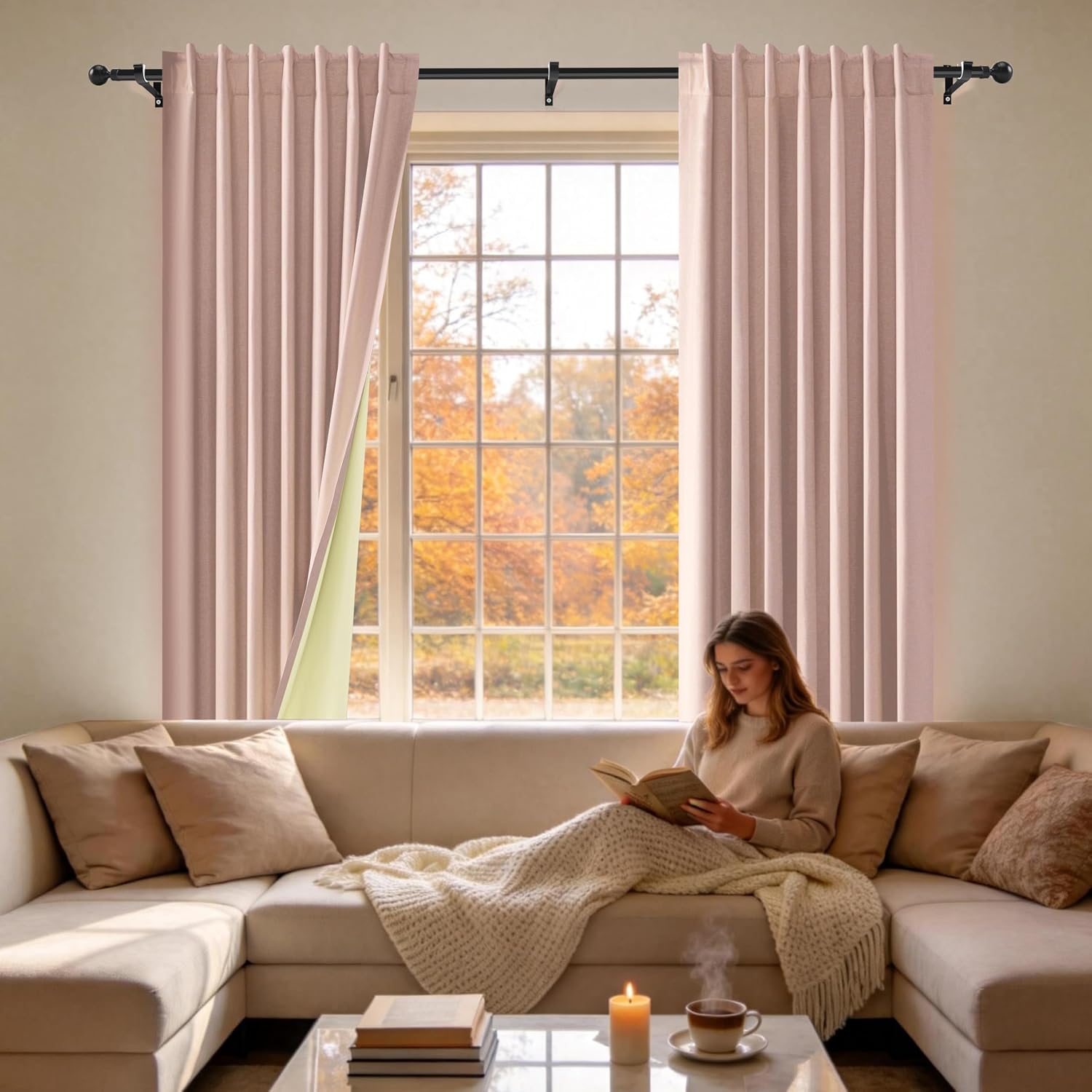 Linen Back‑Tab Full Blackout Window Curtain Panels