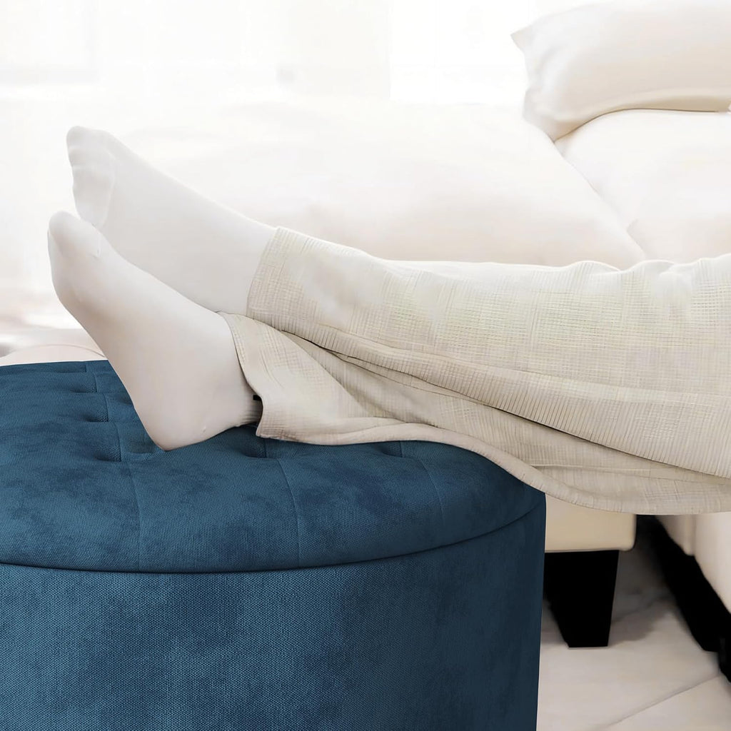 Modern Tufted Round Storage Ottoman Coffee Table
