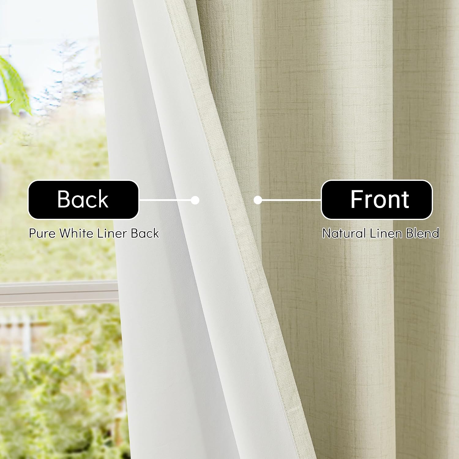 Linen Bedroom Full Blackout Window Curtain Drapes