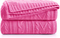 Hot Pink Cable Knit Soft Throw Blanket