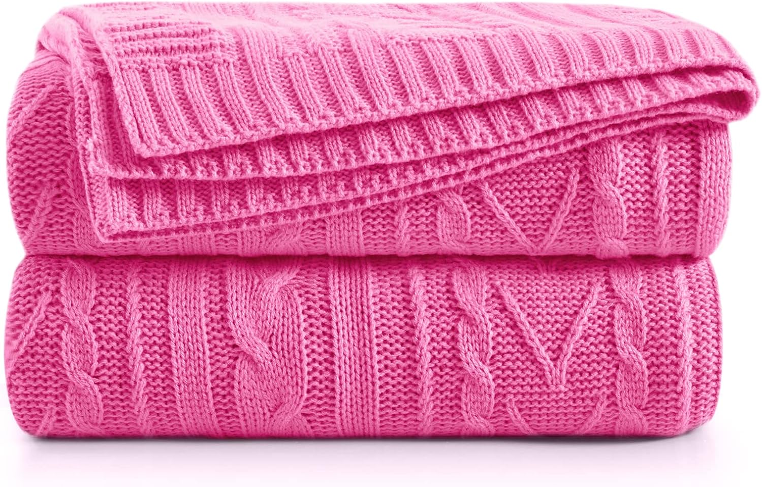 Hot Pink Cable Knit Soft Throw Blanket