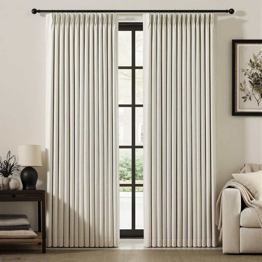 Pinch‑Pleated Linen Blackout Window Curtain Panels