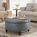 Large Round Fabric Storage Ottoman Coffee Table