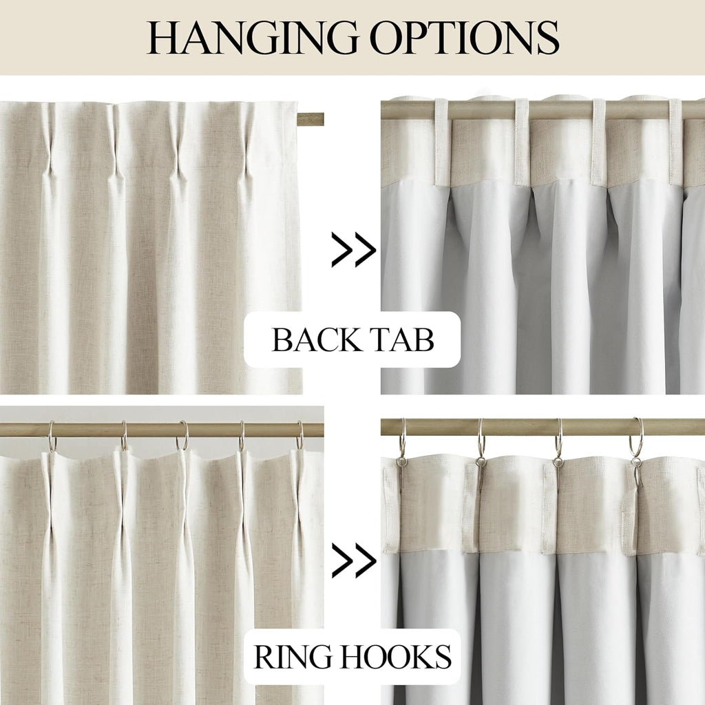 Linen‑Blend Pinch‑Pleated Blackout Window Drapes