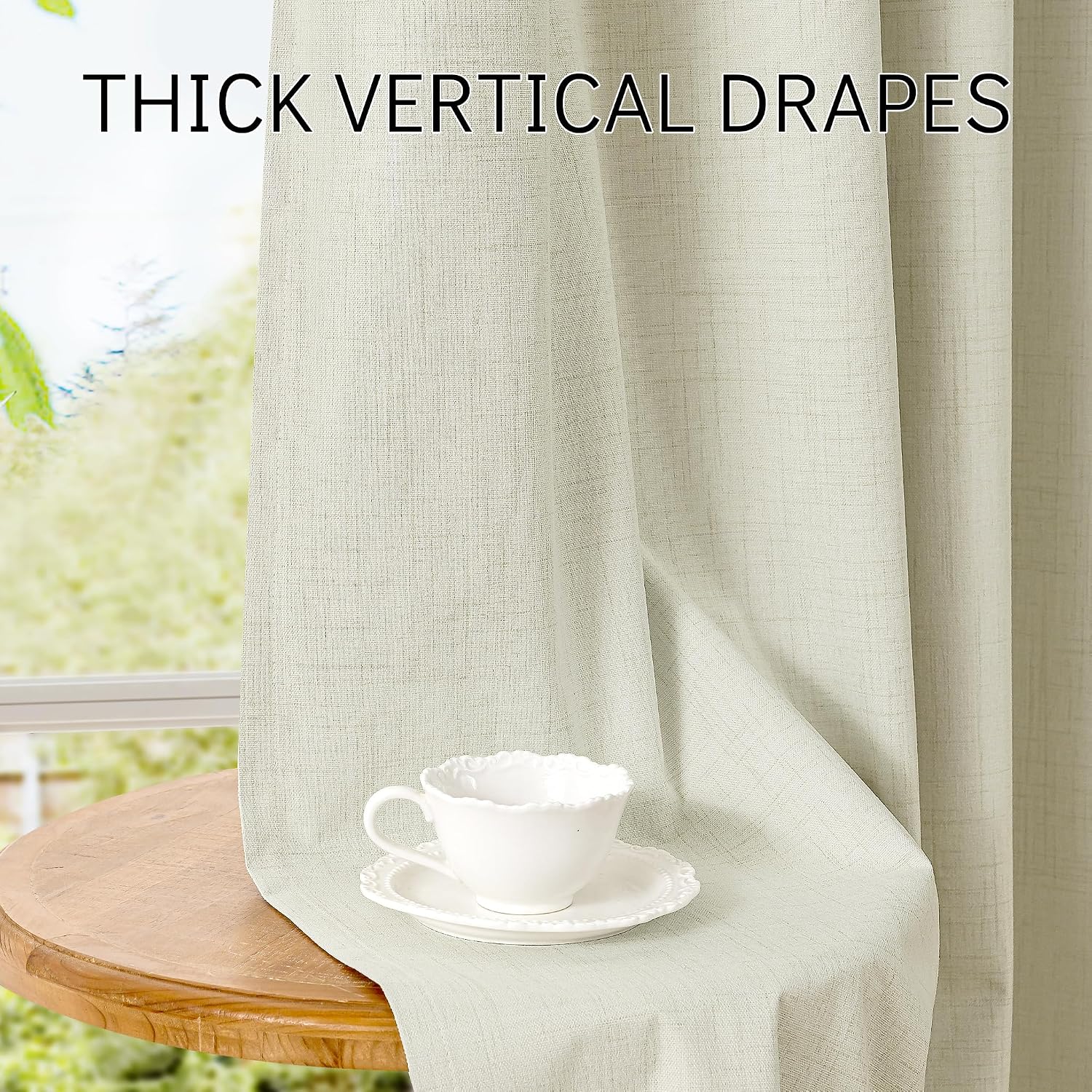 Linen Bedroom Full Blackout Window Curtain Drapes