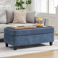 Large Chenille Storage Ottoman Bench Coffee Table