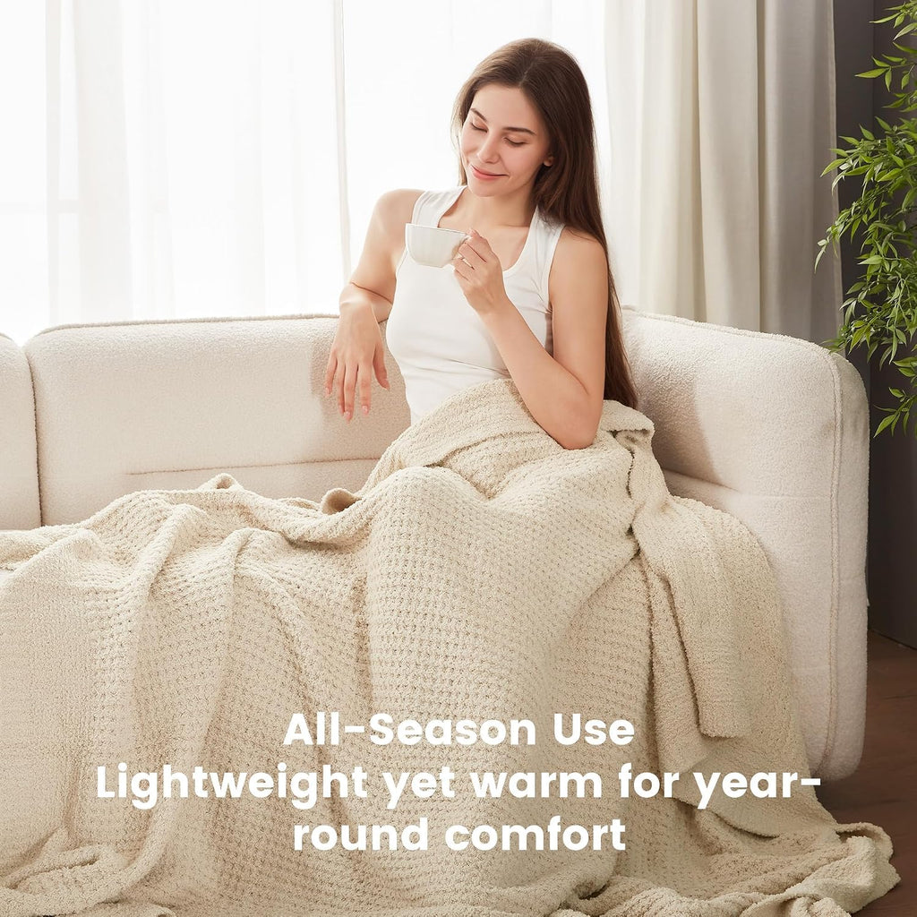 Soft Waffle Weave Decorative Couch Throw Blanket