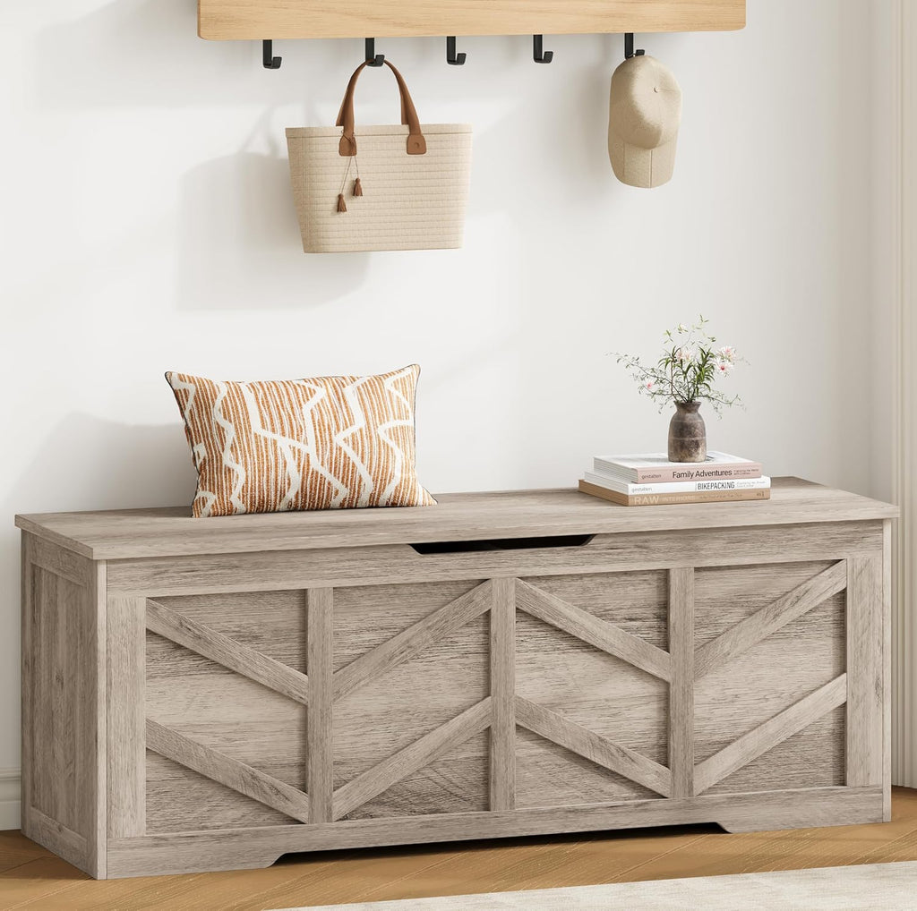 Extra Large Wooden Safety‑Hinge Storage Bench