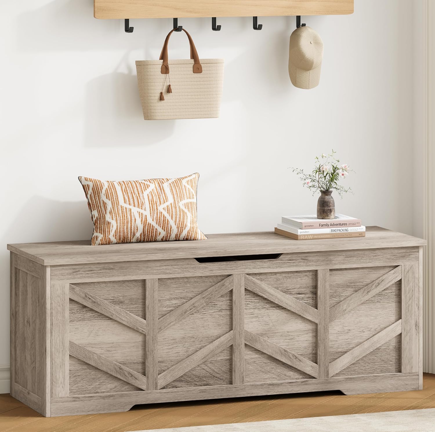 Extra Large Wooden Safety‑Hinge Storage Bench