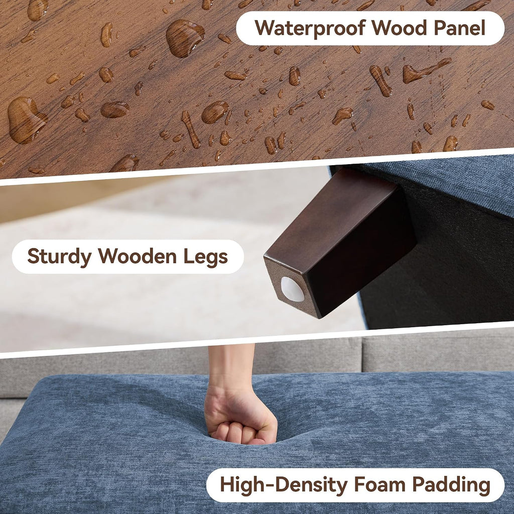 Large Chenille Storage Ottoman Bench Coffee Table